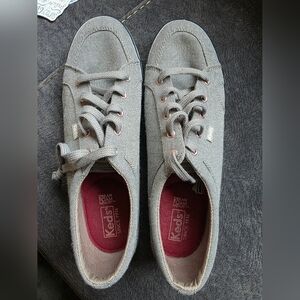 Keds Grey Canvas Lace-Up Sneakers